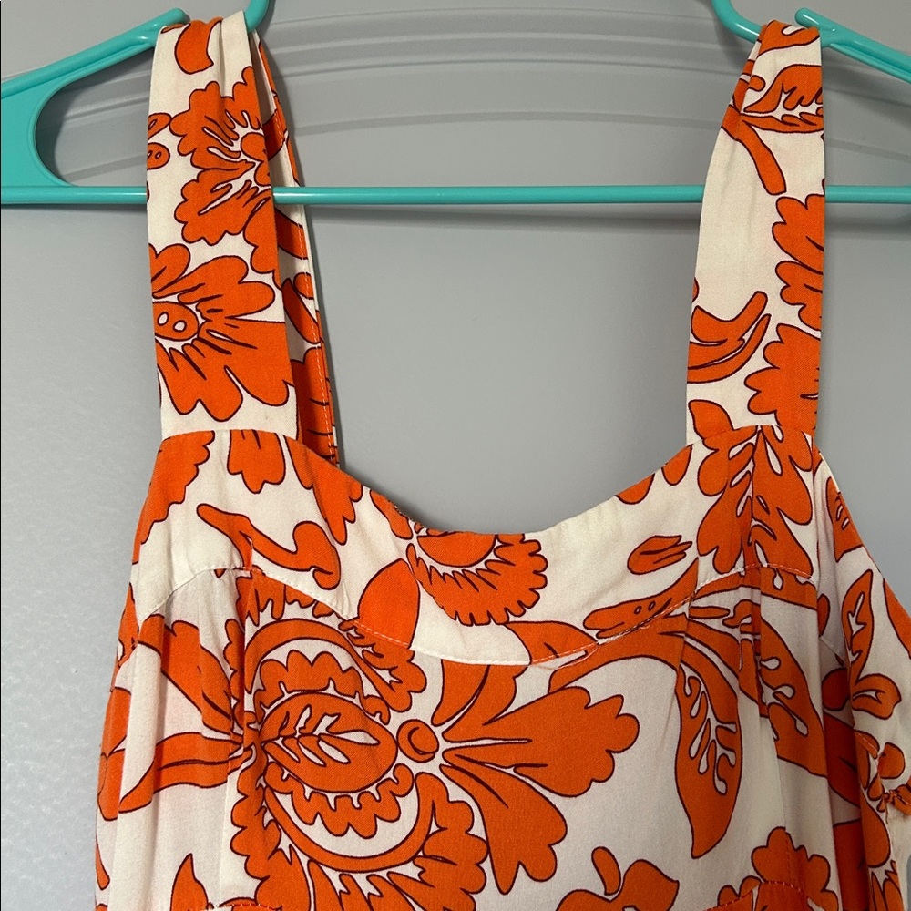 Vince Camuto Orange and White Floral Maxi Dress - Picture 2 of 5